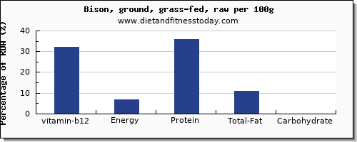 vitamin b12 and nutrition facts in bison per 100g